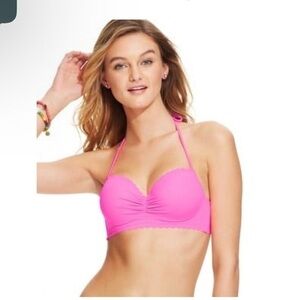 Raisins PINK Scalloped-trim Halter Bikini Swim Top 5/$20